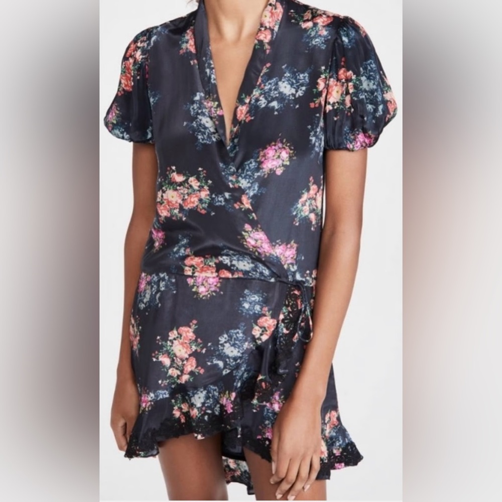 Rococo Sand Wrap Light Black and Pink Floral Dress Blouse